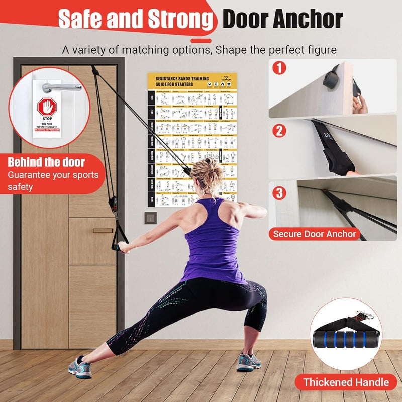 COFOF Resistance Bands with Handles for Women, 5 Level Exercise Bands Workout Bands for Physical Therapy, Yoga, Pilates, Door Anchor, Storage Pouch - Image 4